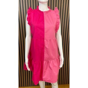 THML Anthropologie Just Think It Through Women's Dress Mini M Pink Colorblock